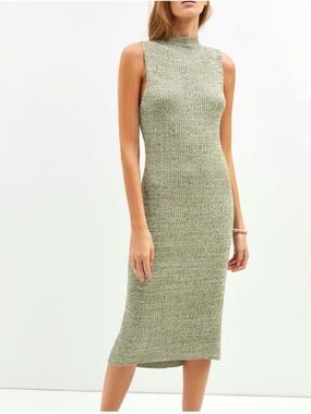 NWT Anthropology Daily Practice Sleeveless Mock Neck Knit Dress - Sage Green